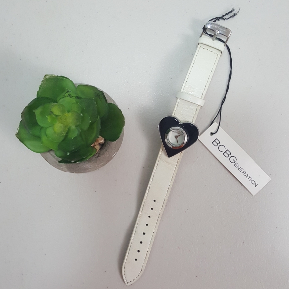 BCBG Women's Heart Shaped Leather Watch